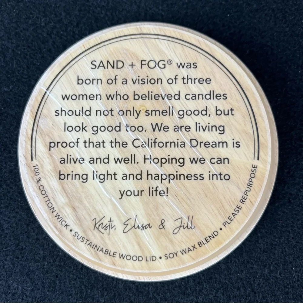 NWT Sand + Fog Ocean Mist Candle 2 Wick 12oz White Jar “Calm” Wood Lid